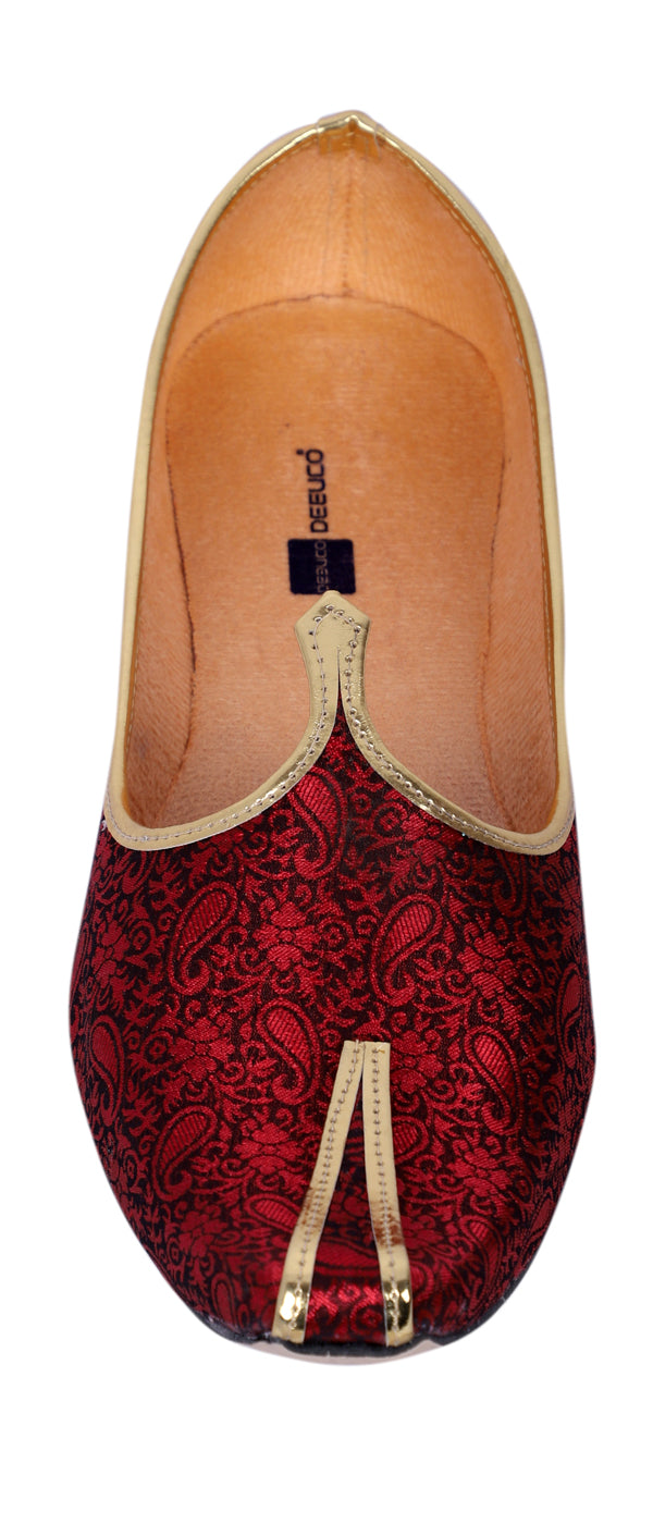 DEEUCO Men's Traditional Maroon Wedding and Sherwani Jutti,Mojari