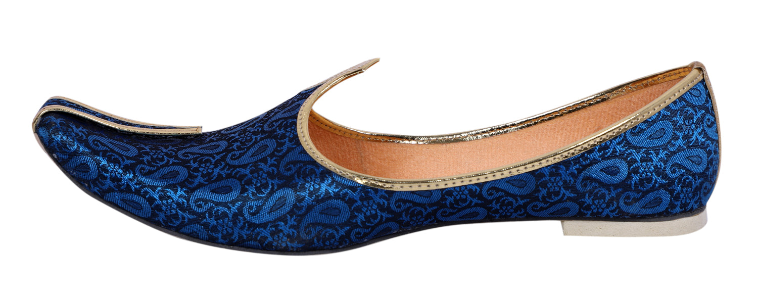 DEEUCO Men's Traditional Royal Blue Wedding and Sherwani Mojari, Jutti