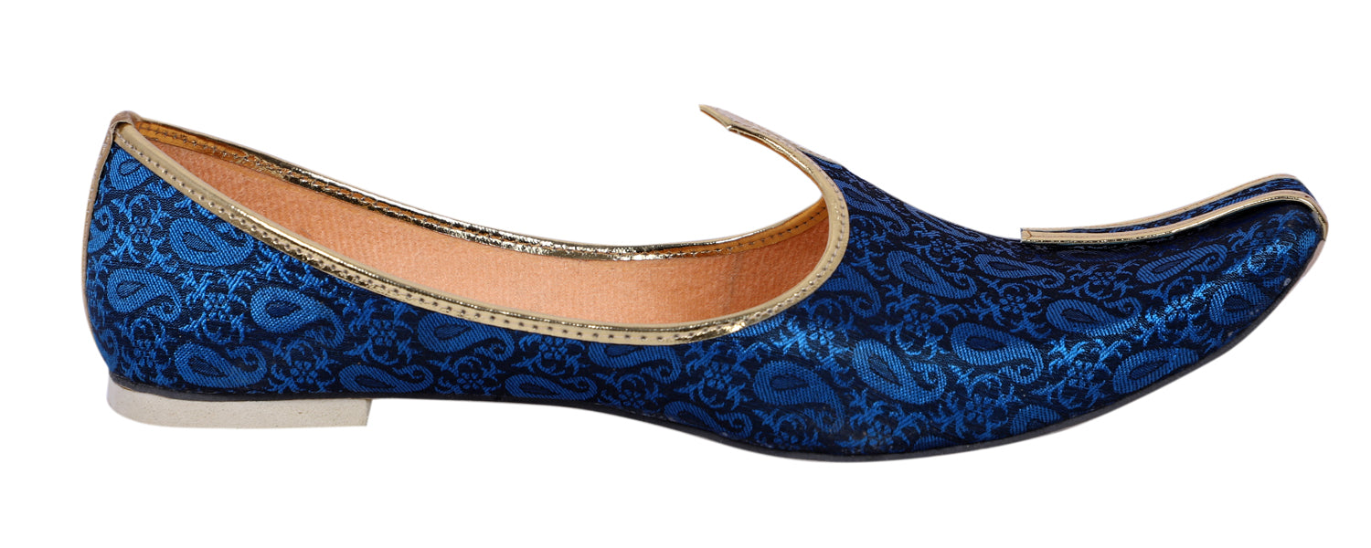 DEEUCO Men's Traditional Royal Blue Wedding and Sherwani Mojari, Jutti