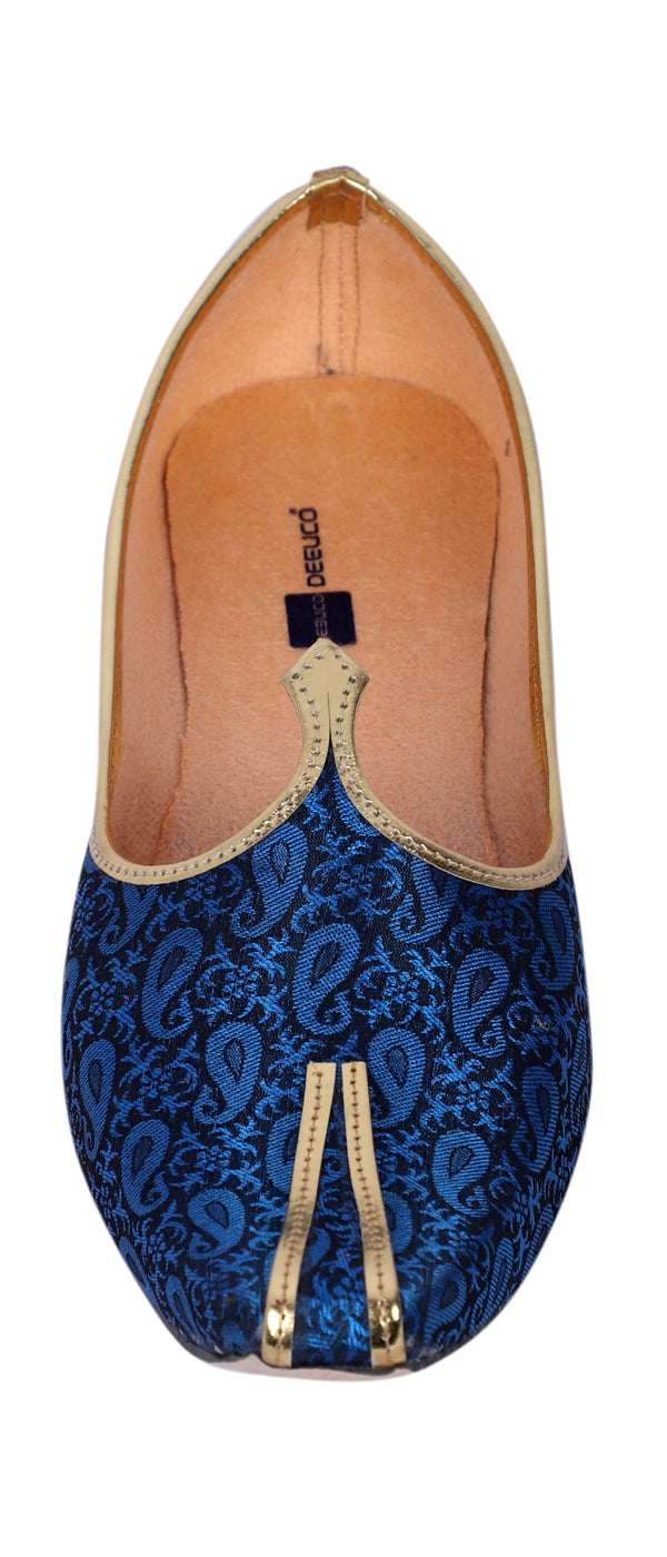 DEEUCO Men's Traditional Royal Blue Wedding and Sherwani Mojari, Jutti