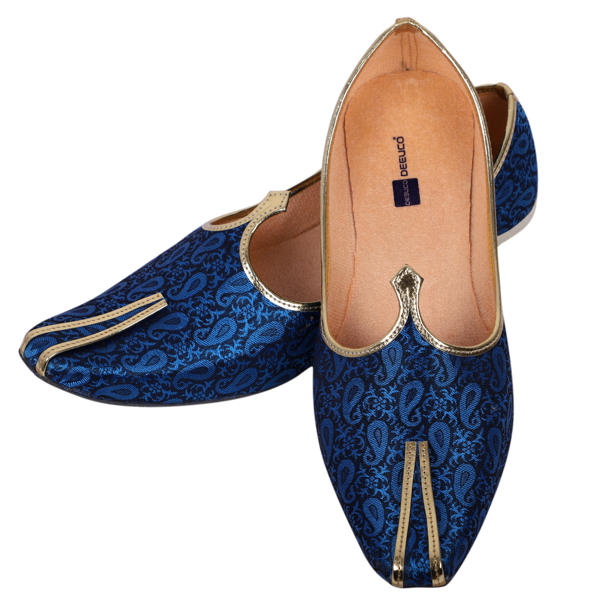 DEEUCO Men's Traditional Royal Blue Wedding and Sherwani Mojari, Jutti