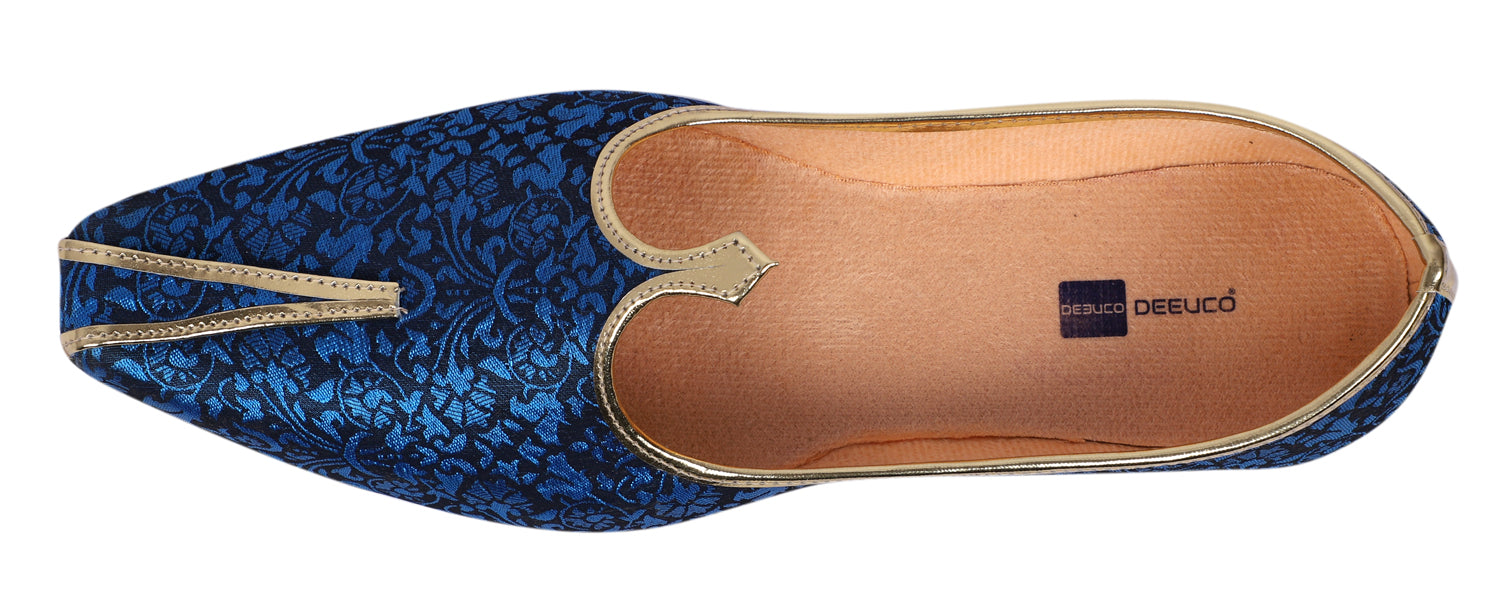 DEEUCO Men's Traditional Royal Blue Wedding and Sherwani Mojari, Jutti