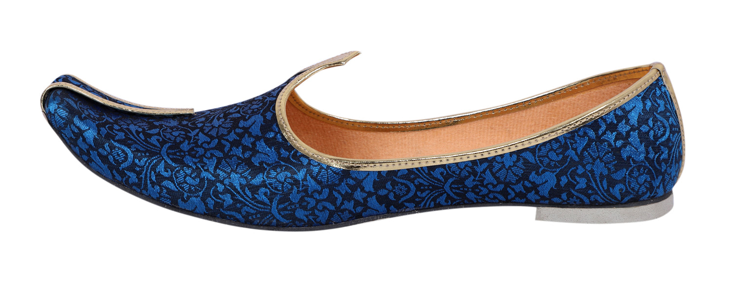 DEEUCO Men's Traditional Royal Blue Wedding and Sherwani Mojari, Jutti