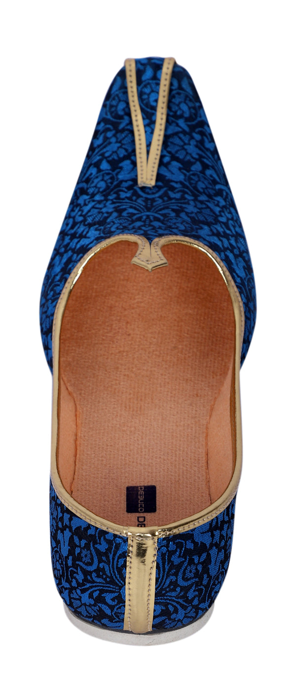 DEEUCO Men's Traditional Royal Blue Wedding and Sherwani Mojari, Jutti