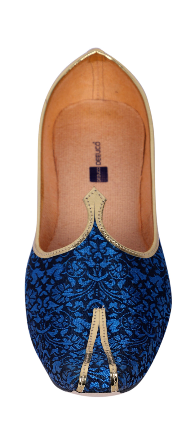 DEEUCO Men's Traditional Royal Blue Wedding and Sherwani Mojari, Jutti
