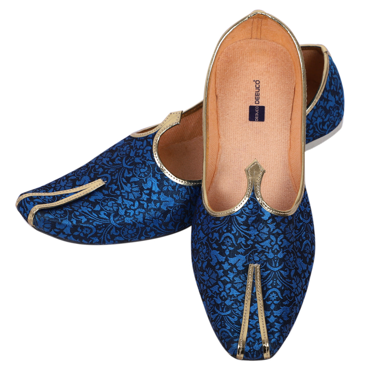 DEEUCO Men's Traditional Royal Blue Wedding and Sherwani Mojari, Jutti