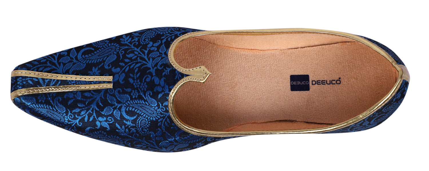 DEEUCO Men's Traditional Royal Blue Wedding and Sherwani Jutti,Mojari