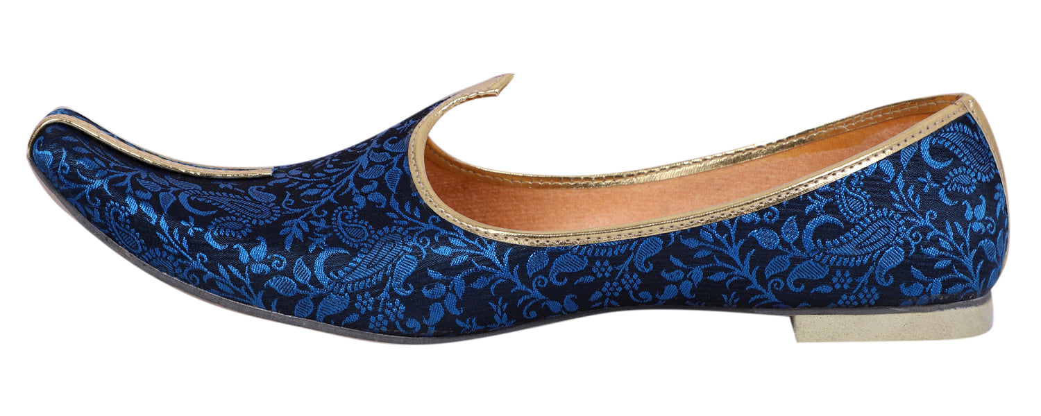 DEEUCO Men's Traditional Royal Blue Wedding and Sherwani Jutti,Mojari