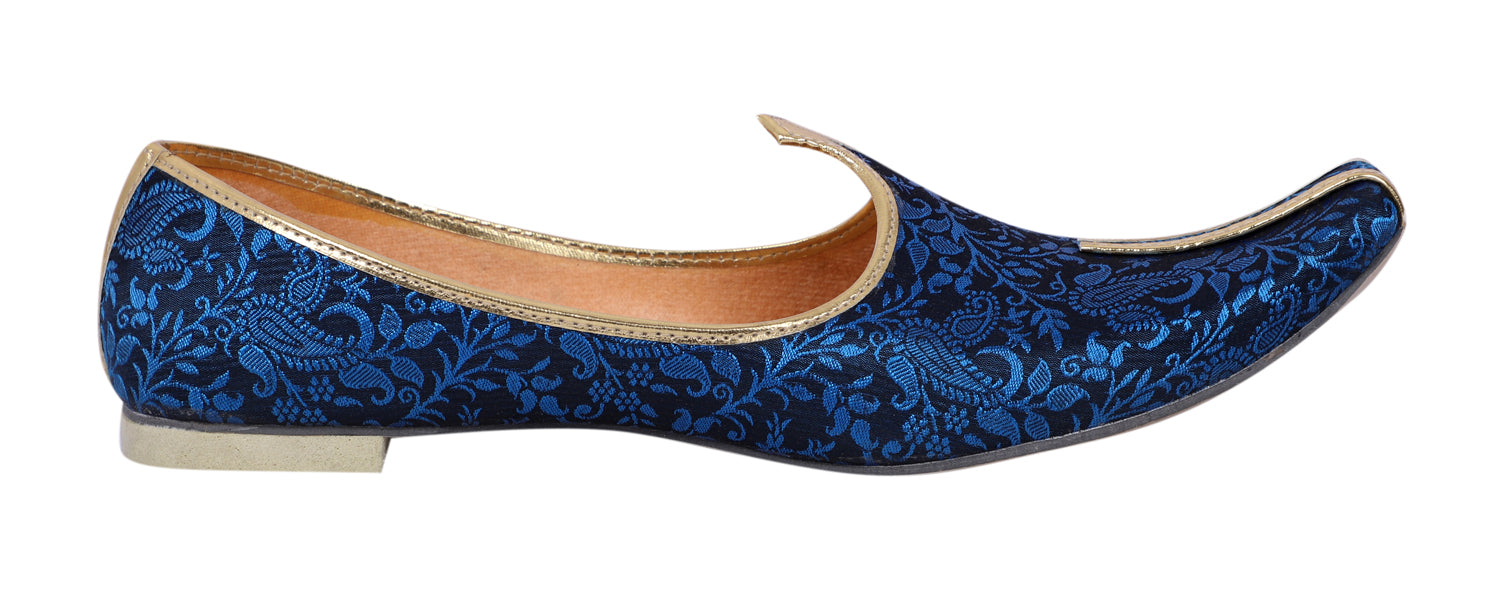 DEEUCO Men's Traditional Royal Blue Wedding and Sherwani Jutti,Mojari