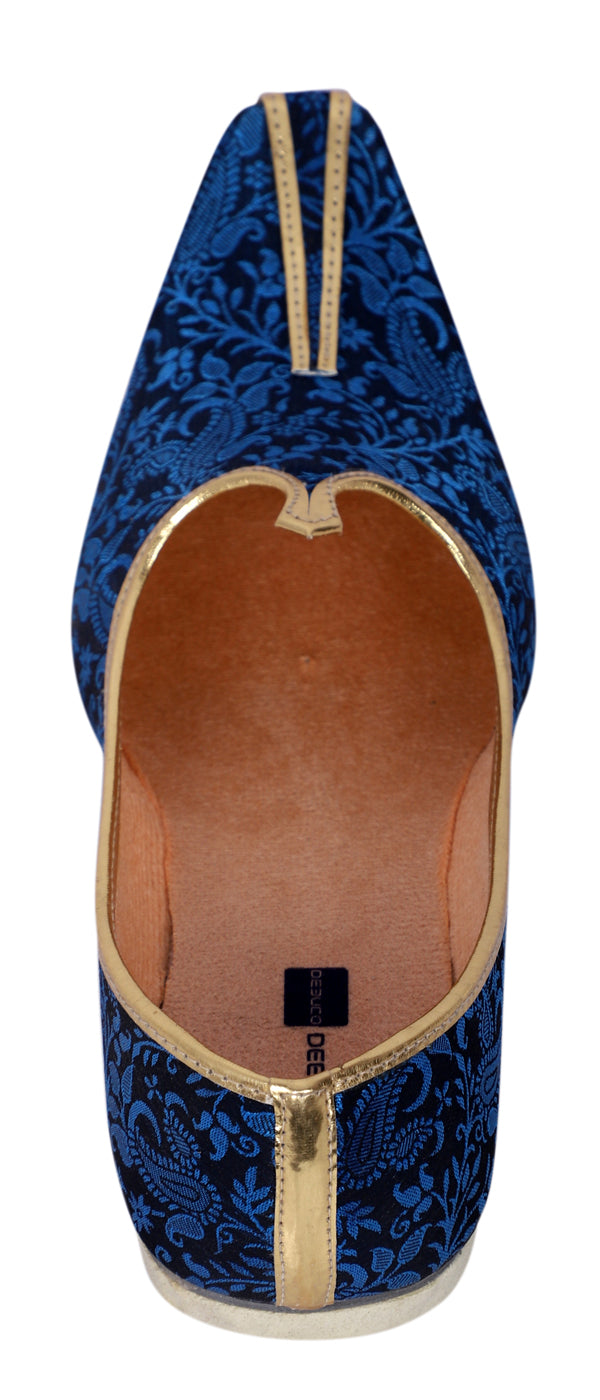 DEEUCO Men's Traditional Royal Blue Wedding and Sherwani Jutti,Mojari