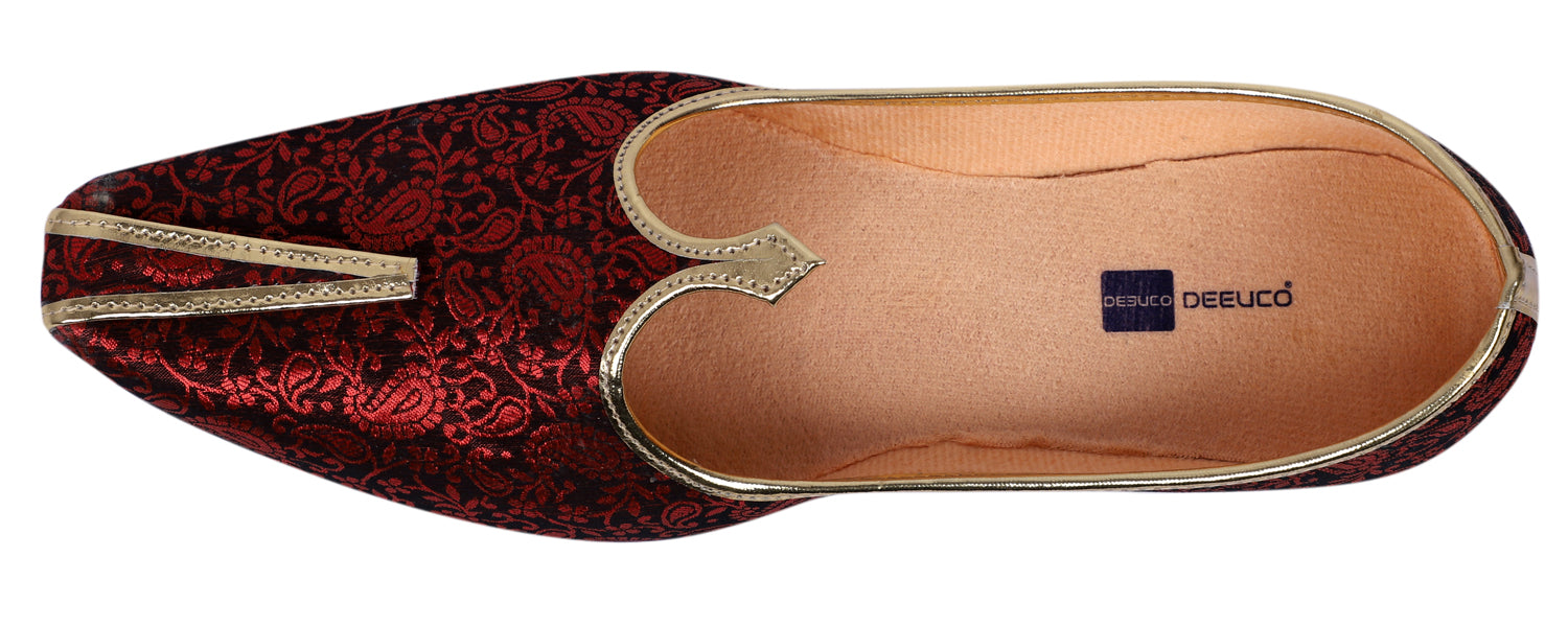 DEEUCO Men's Traditional Maroon Wedding, Party and Sherwani Jutti,Mojari