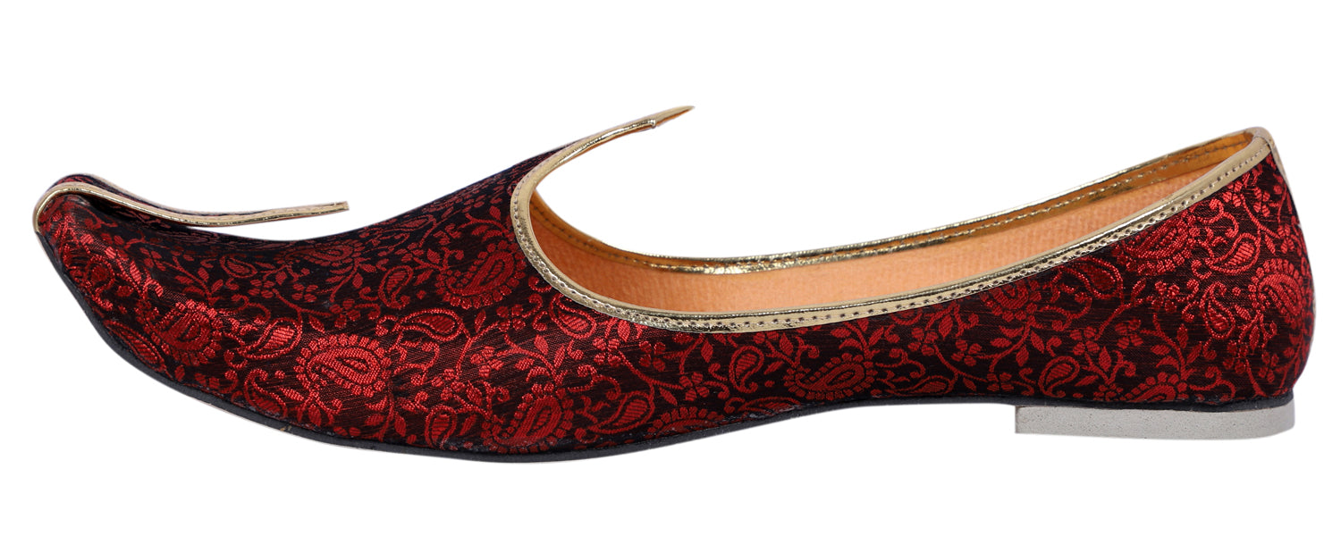 DEEUCO Men's Traditional Maroon Wedding, Party and Sherwani Jutti,Mojari