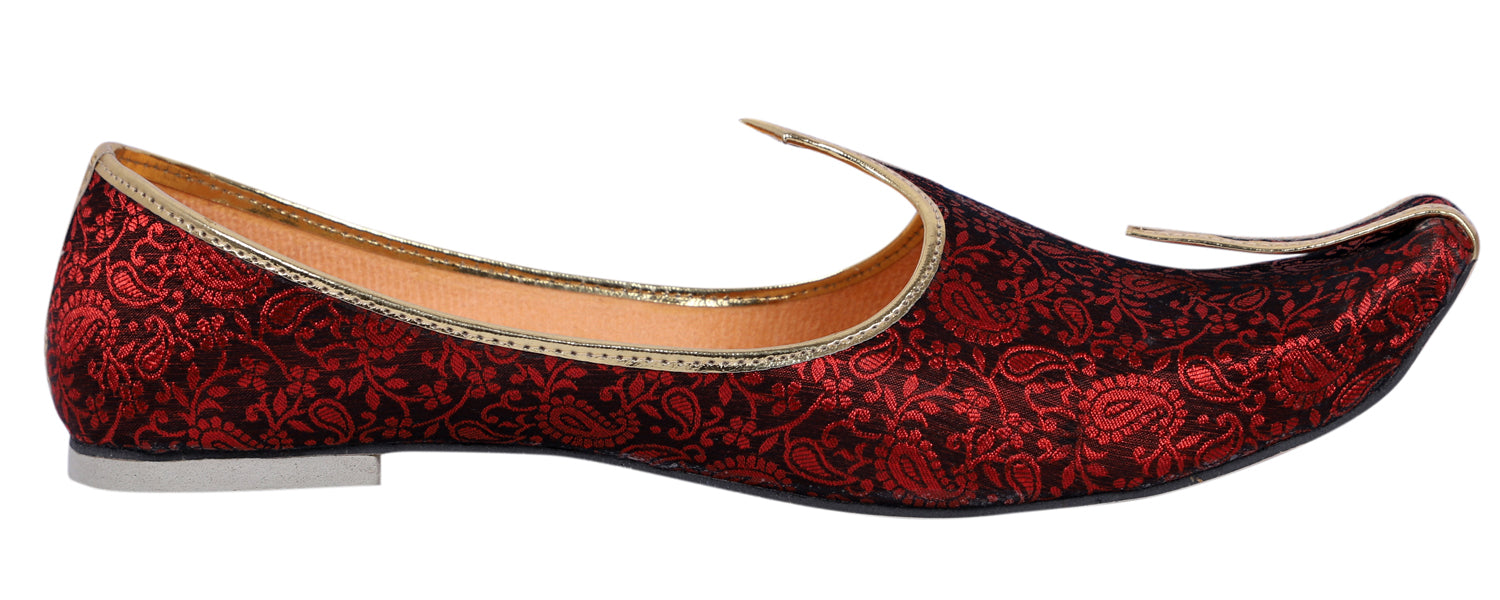 DEEUCO Men's Traditional Maroon Wedding, Party and Sherwani Jutti,Mojari