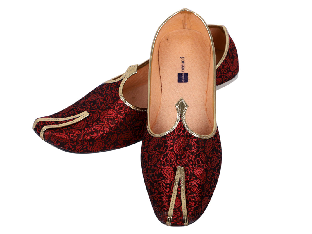 DEEUCO Men's Traditional Maroon Wedding, Party and Sherwani Jutti,Mojari