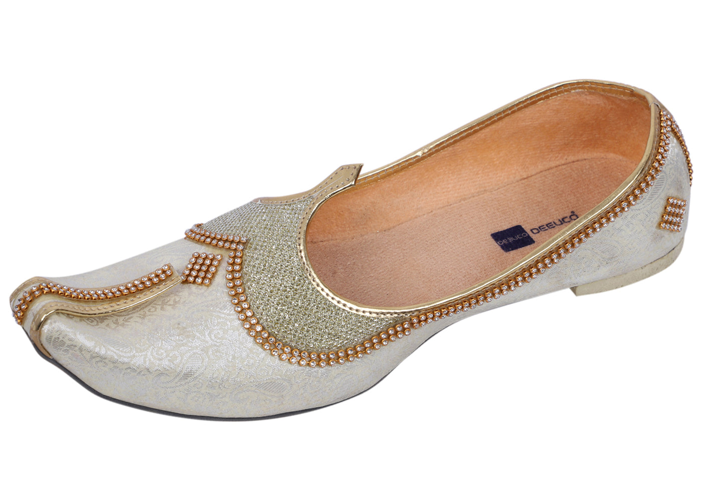 DEEUCO Men's Traditional Cream Wedding and Sherwani Jutti,Mojari