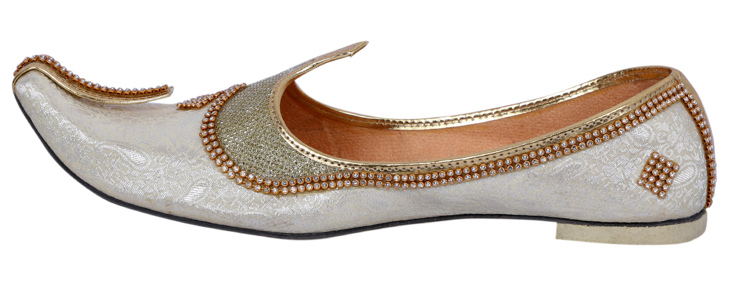 DEEUCO Men's Traditional Cream Wedding and Sherwani Jutti,Mojari