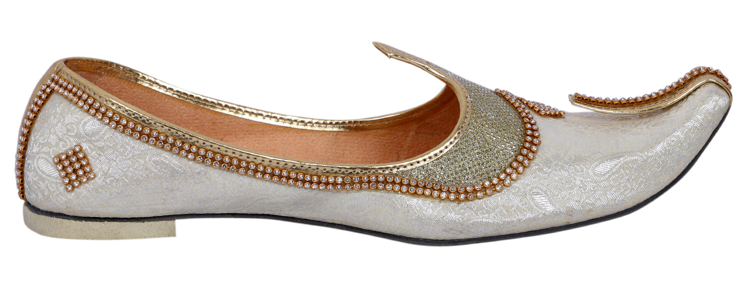 DEEUCO Men's Traditional Cream Wedding and Sherwani Jutti,Mojari