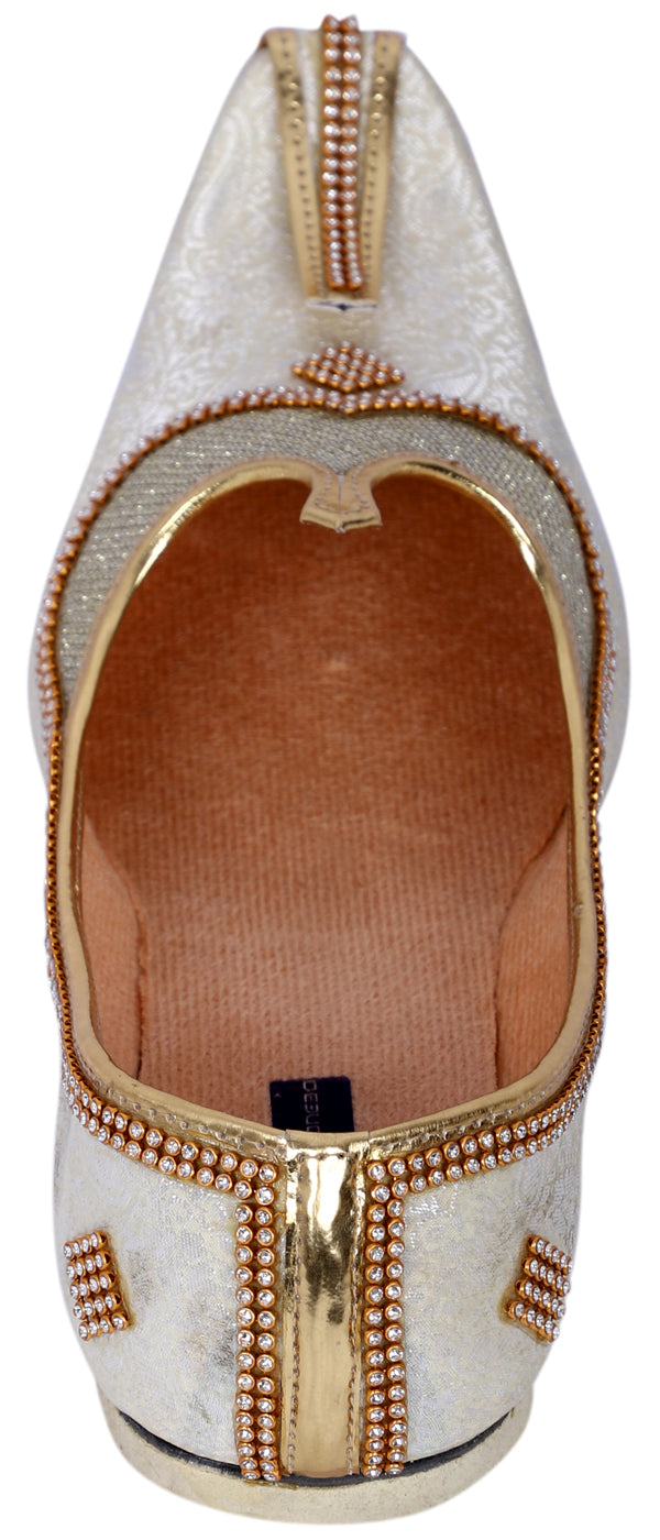 DEEUCO Men's Traditional Cream Wedding and Sherwani Jutti,Mojari