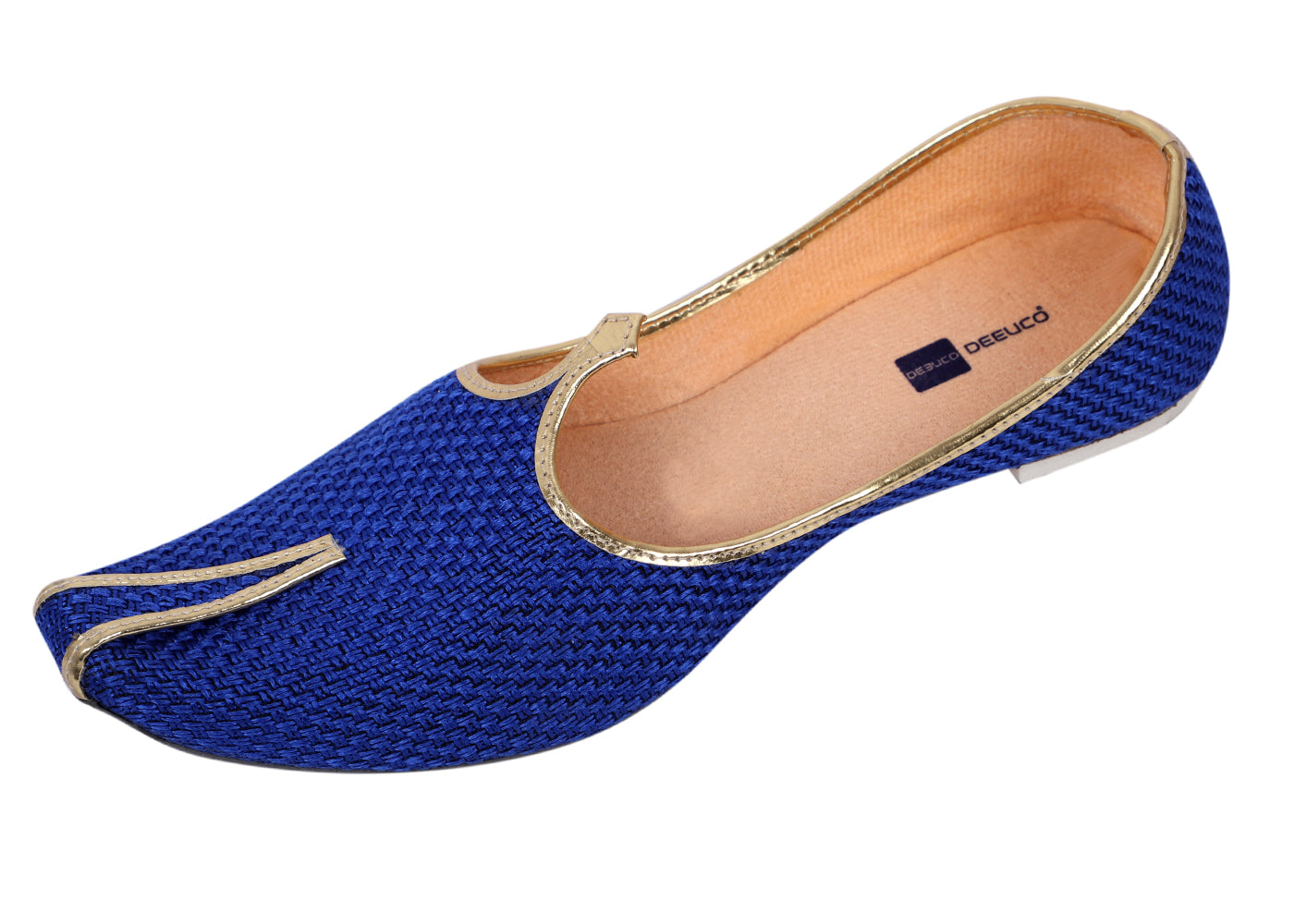 DEEUCO Men's Traditional Blue Jute Wedding and Sherwani Jutti,Mojari