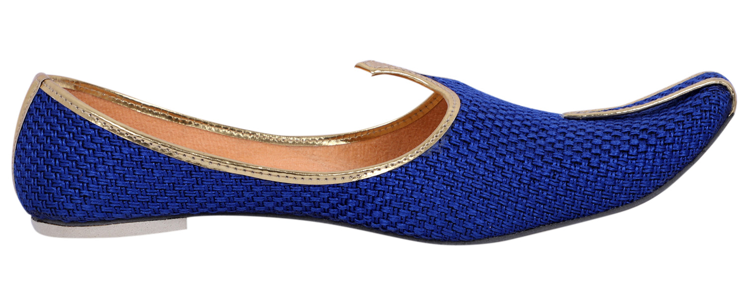 DEEUCO Men's Traditional Blue Jute Wedding and Sherwani Jutti,Mojari