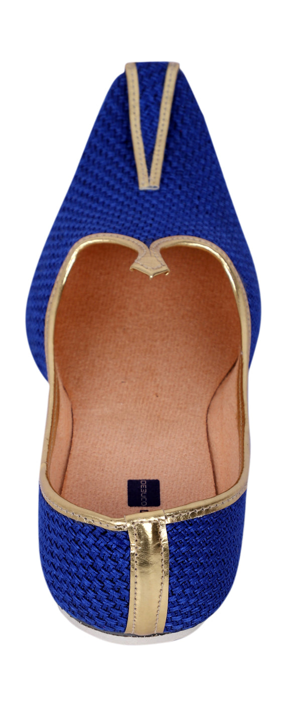 DEEUCO Men's Traditional Blue Jute Wedding and Sherwani Jutti,Mojari