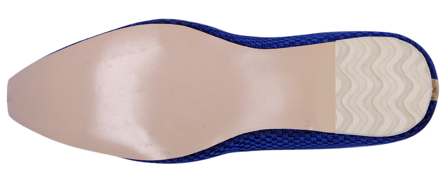 DEEUCO Men's Traditional Blue Jute Wedding and Sherwani Jutti,Mojari