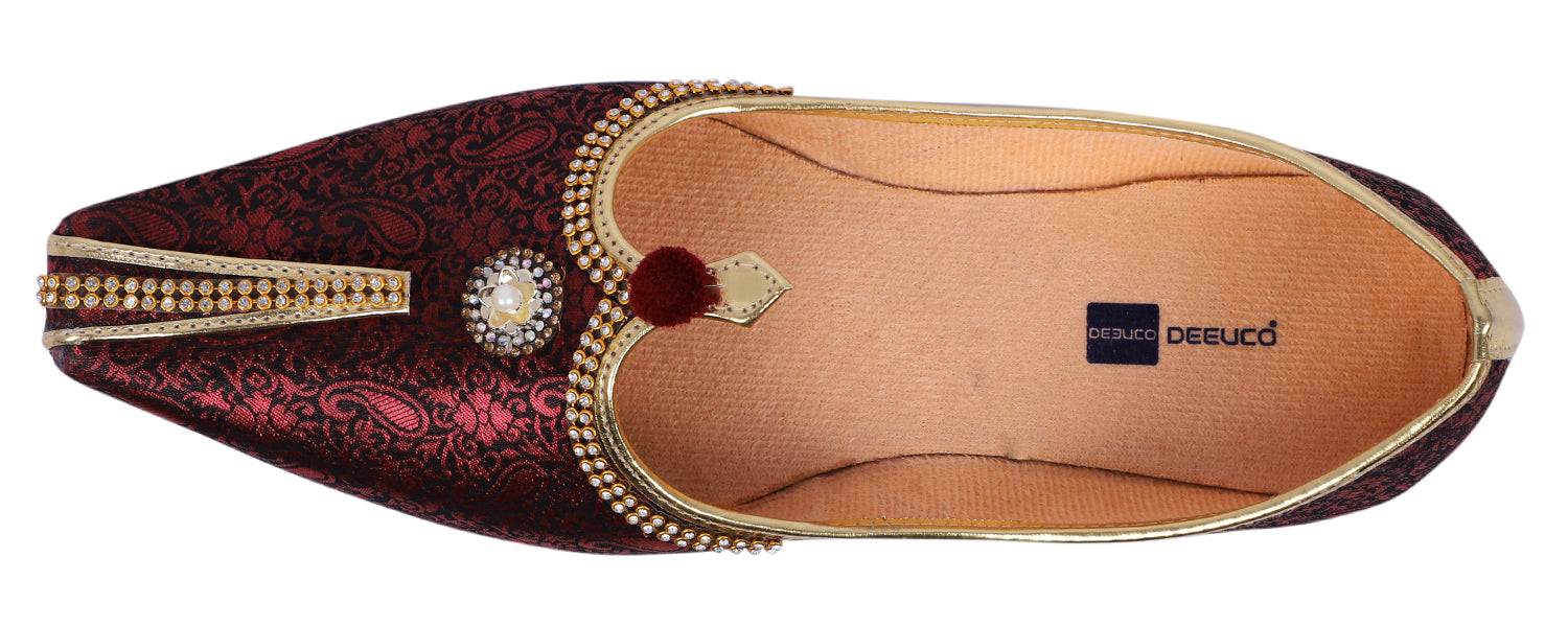 DEEUCO Men's Traditional Maroon Wedding and Sherwani Jutti,Mojari