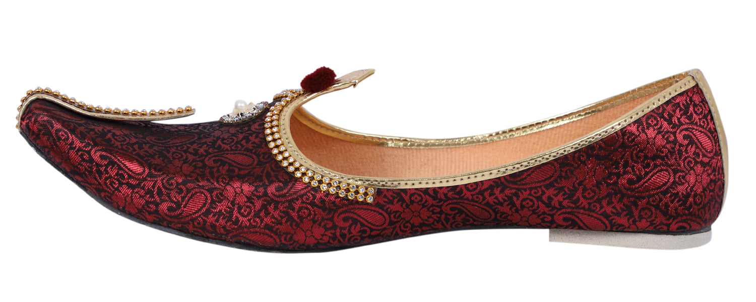 DEEUCO Men's Traditional Maroon Wedding and Sherwani Jutti,Mojari