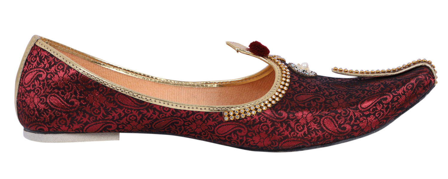 DEEUCO Men's Traditional Maroon Wedding and Sherwani Jutti,Mojari