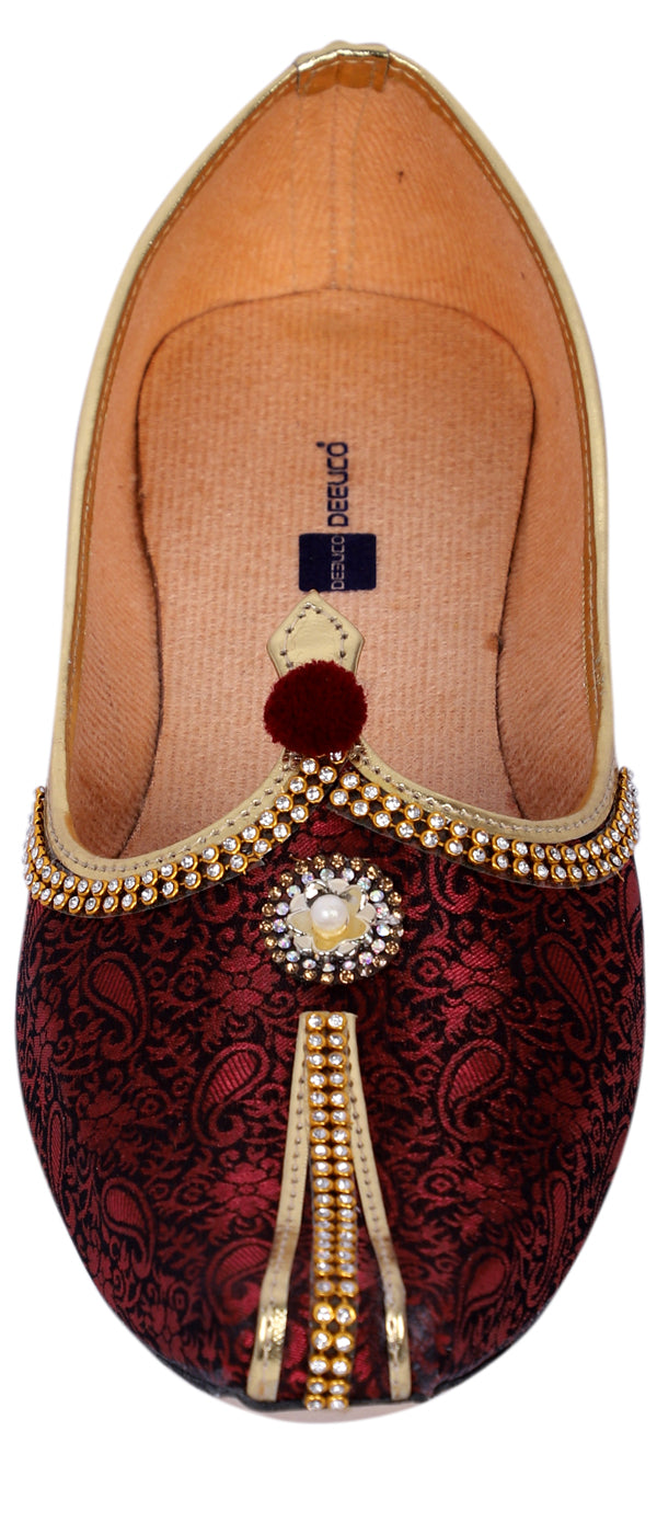 DEEUCO Men's Traditional Maroon Wedding and Sherwani Jutti,Mojari