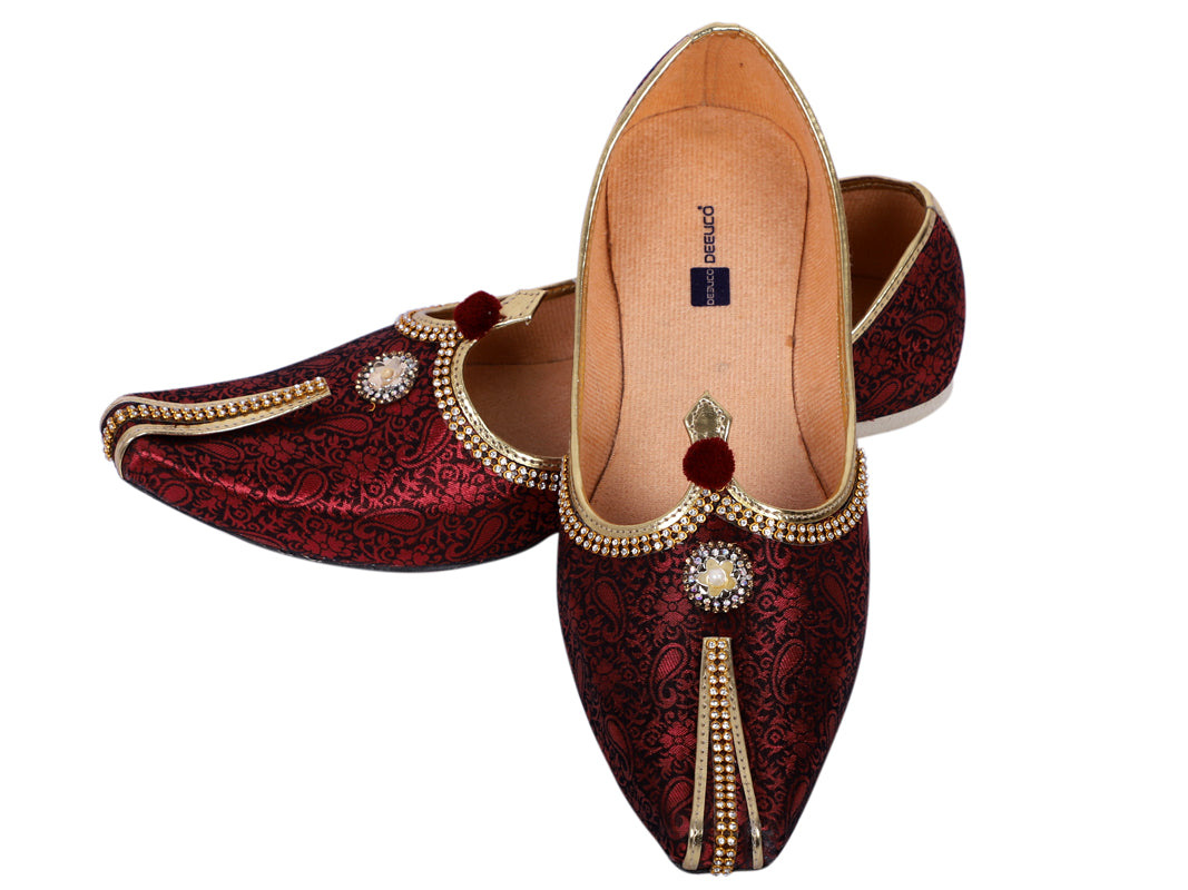 DEEUCO Men's Traditional Maroon Wedding and Sherwani Jutti,Mojari
