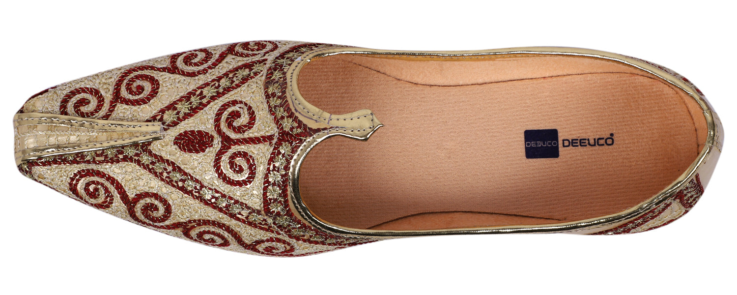 DEEUCO Men's Traditional Maroon Jute Wedding and Sherwani Jutti,Mojari