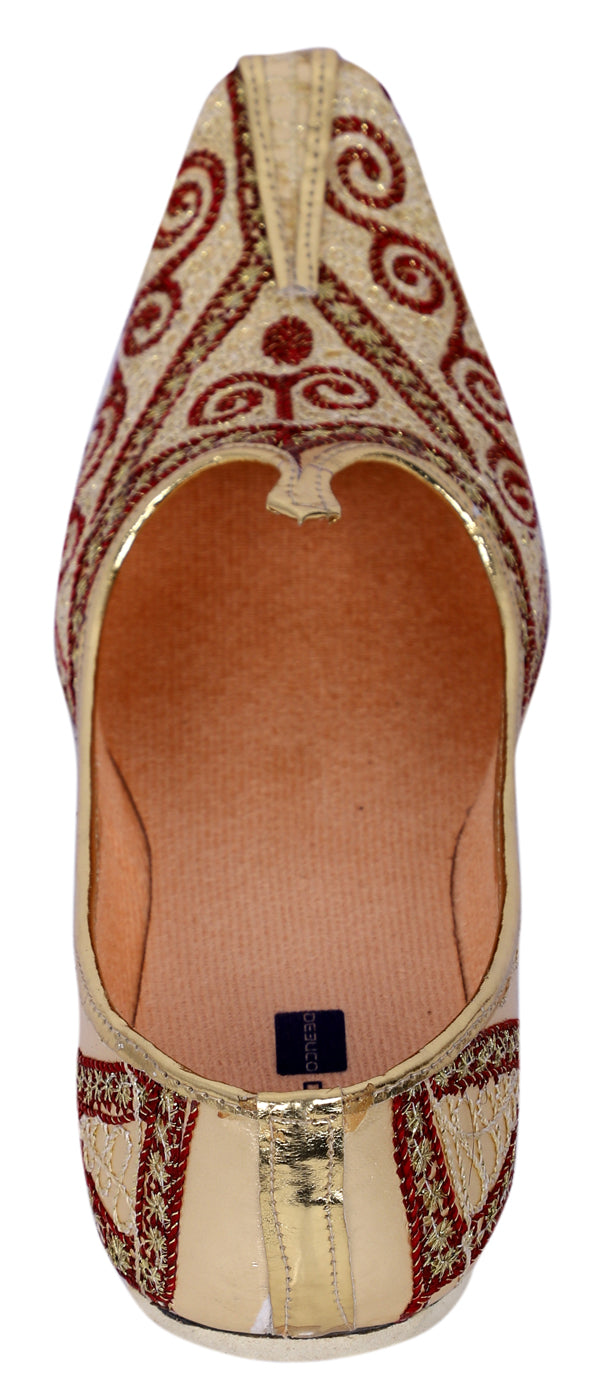 DEEUCO Men's Traditional Maroon Jute Wedding and Sherwani Jutti,Mojari