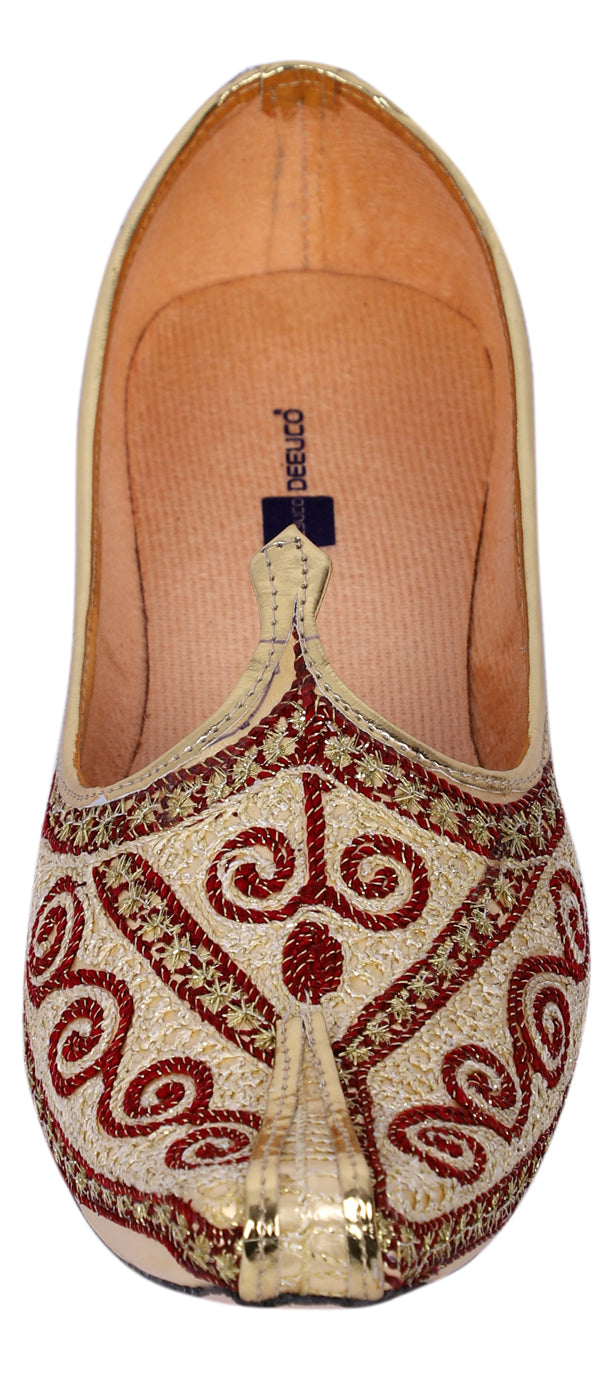 DEEUCO Men's Traditional Maroon Jute Wedding and Sherwani Jutti,Mojari