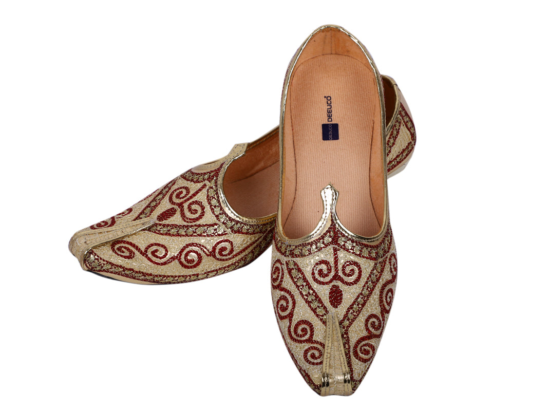 DEEUCO Men's Traditional Maroon Jute Wedding and Sherwani Jutti,Mojari