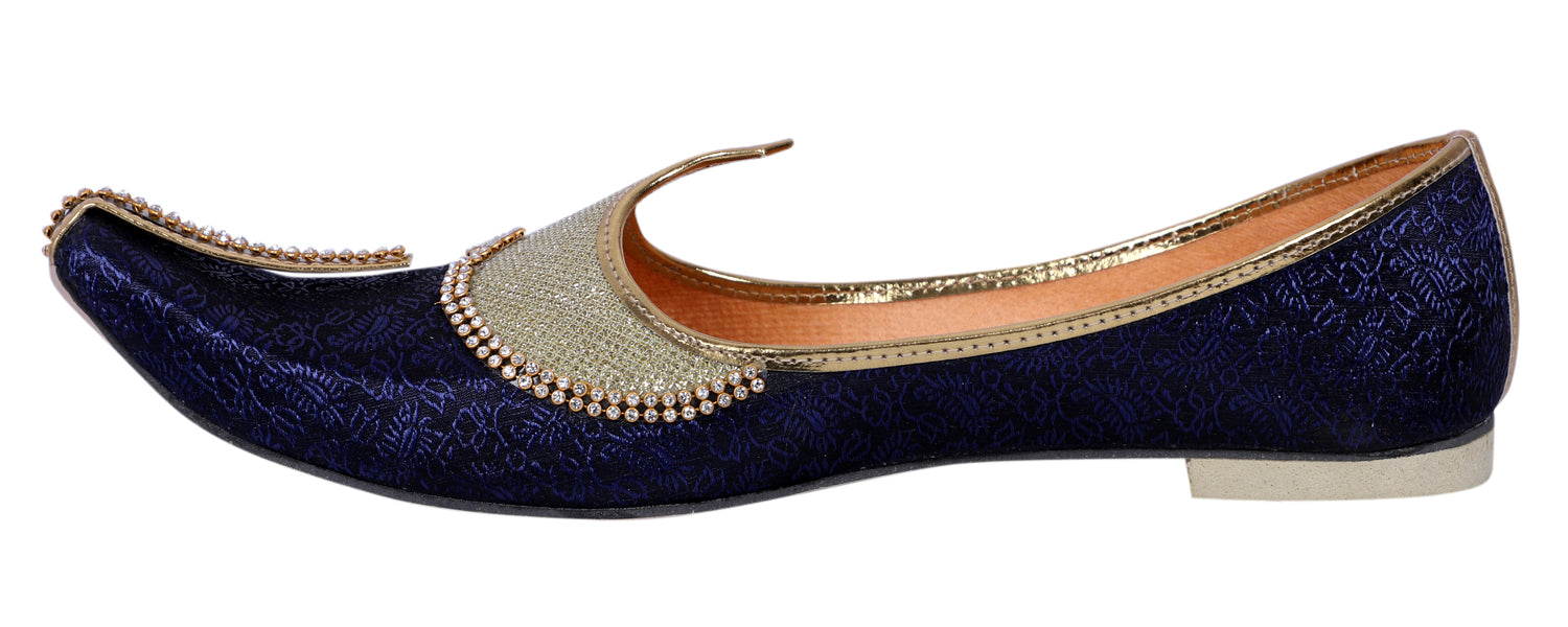 DEEUCO Men's Traditional Blue Wedding and Sherwani Mojari, Jutti