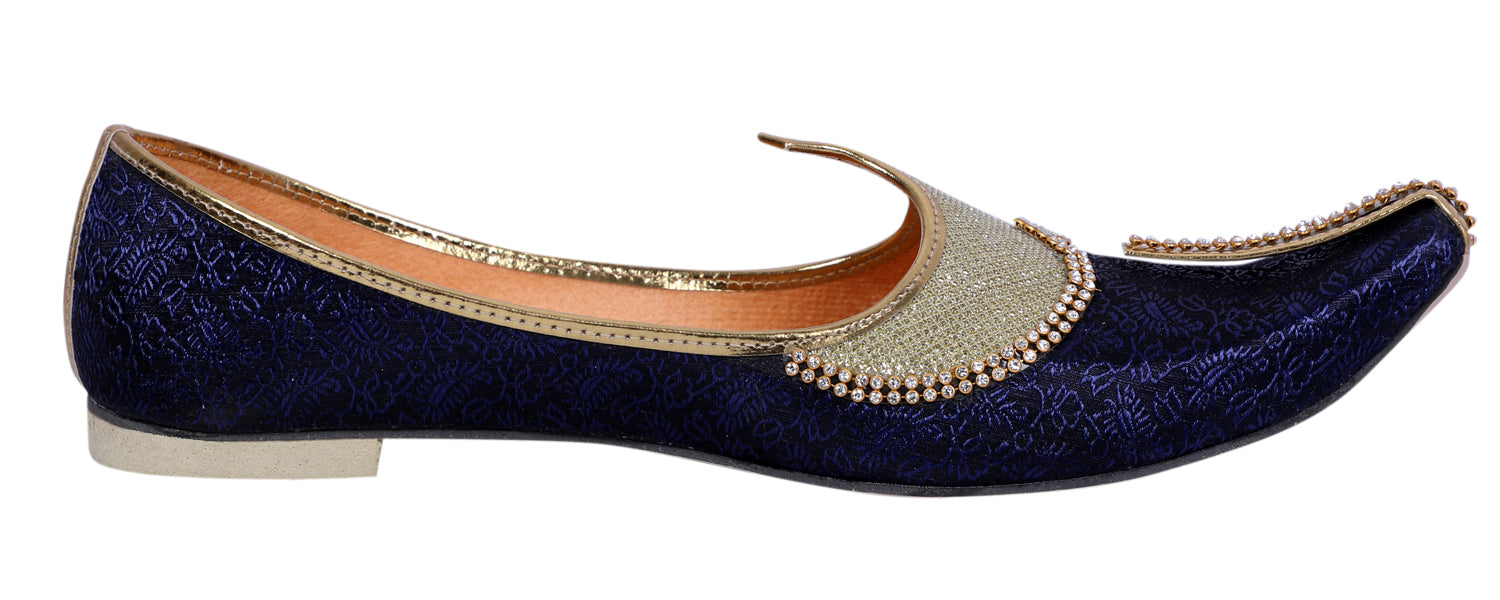 DEEUCO Men's Traditional Blue Wedding and Sherwani Mojari, Jutti