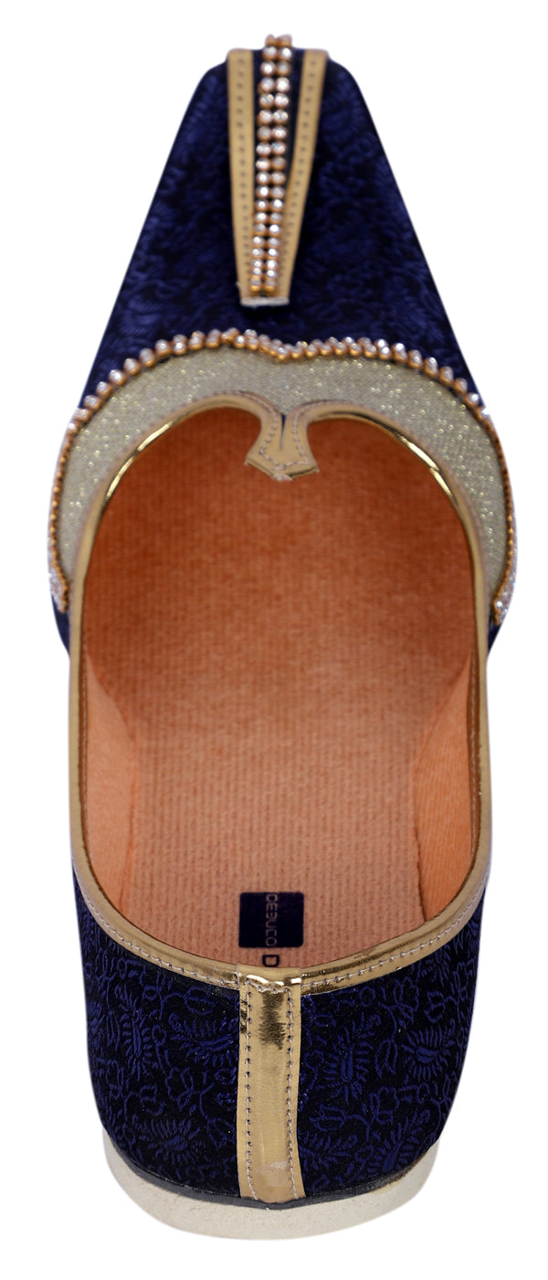 DEEUCO Men's Traditional Blue Wedding and Sherwani Mojari, Jutti