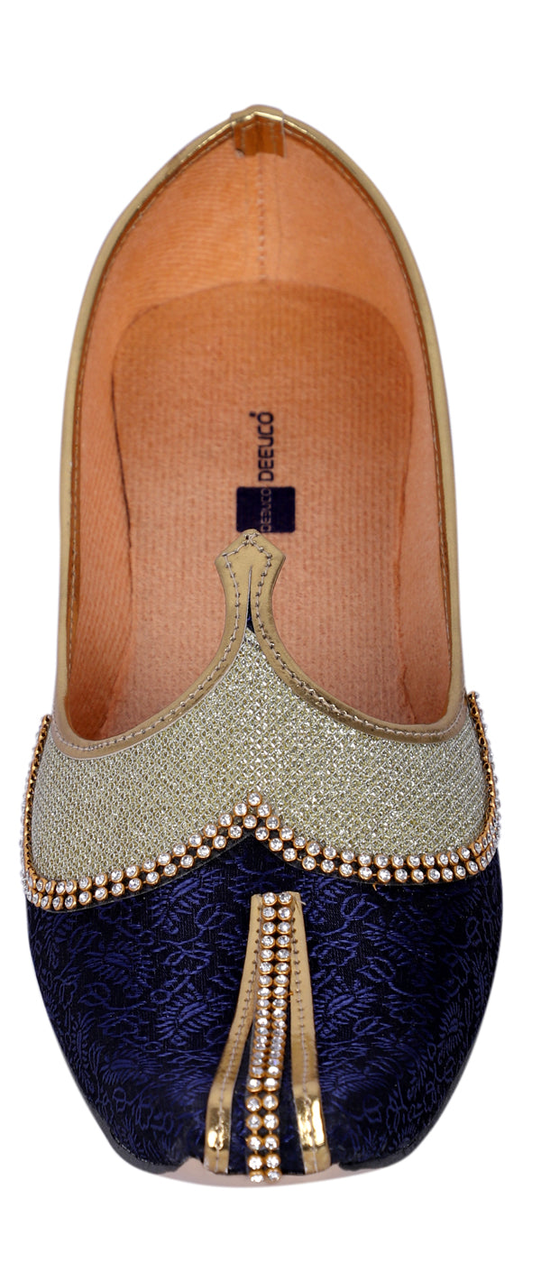 DEEUCO Men's Traditional Blue Wedding and Sherwani Mojari, Jutti