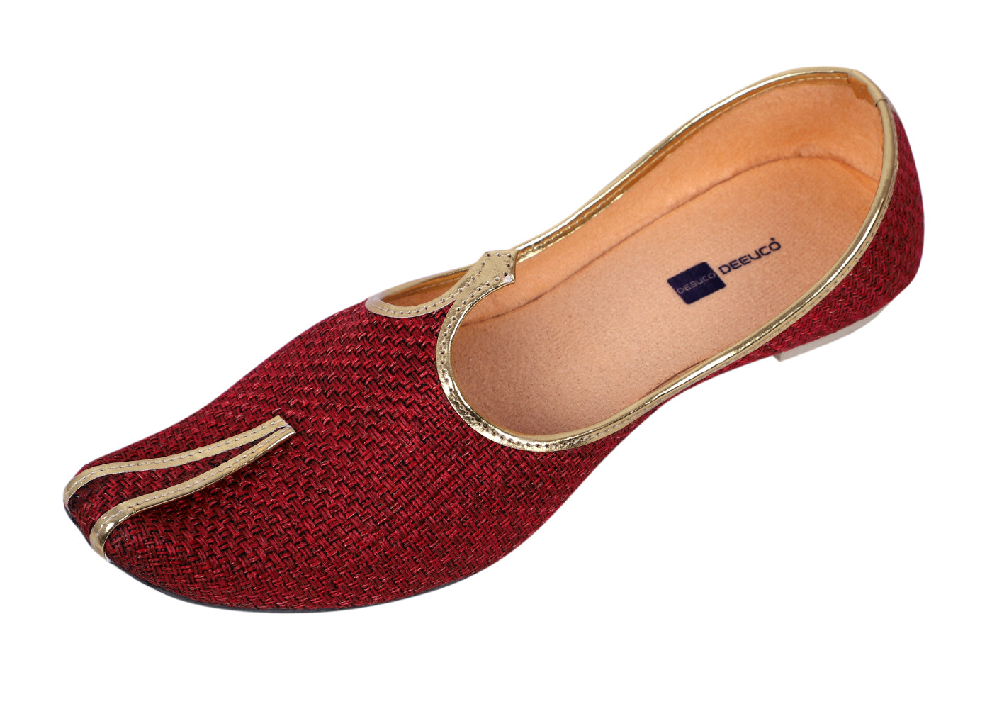 DEEUCO Men's Traditional Maroon Jute Wedding and Sherwani Jutti,Mojari