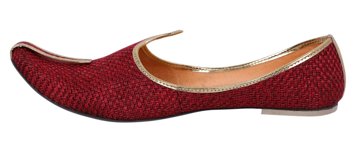 DEEUCO Men's Traditional Maroon Jute Wedding and Sherwani Jutti,Mojari