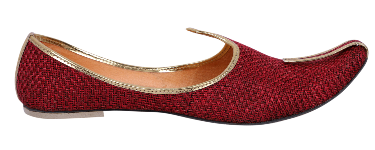 DEEUCO Men's Traditional Maroon Jute Wedding and Sherwani Jutti,Mojari