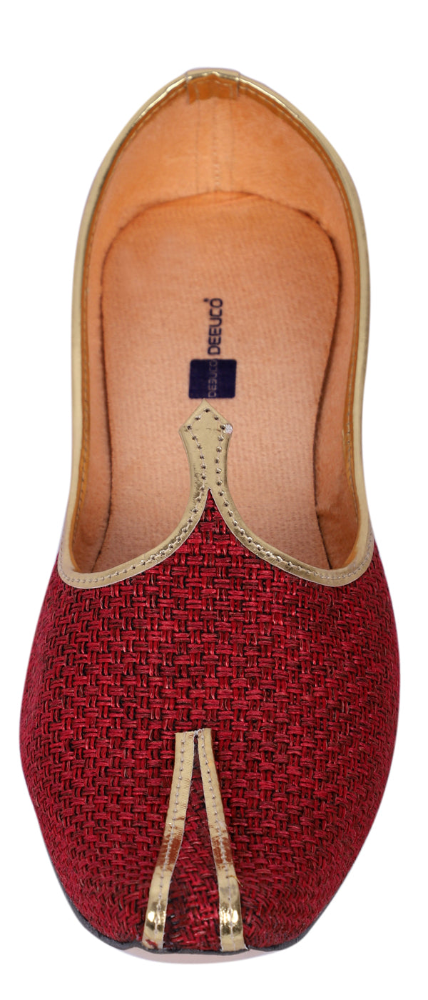 DEEUCO Men's Traditional Maroon Jute Wedding and Sherwani Jutti,Mojari