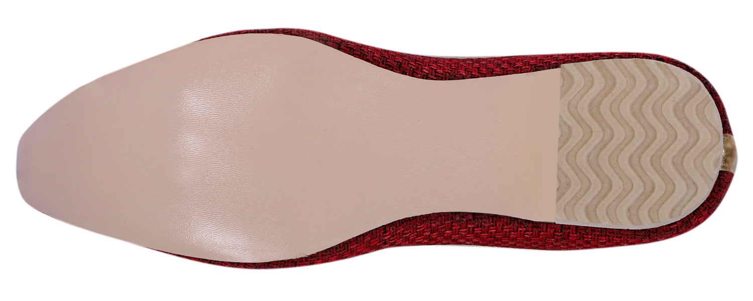 DEEUCO Men's Traditional Maroon Jute Wedding and Sherwani Jutti,Mojari