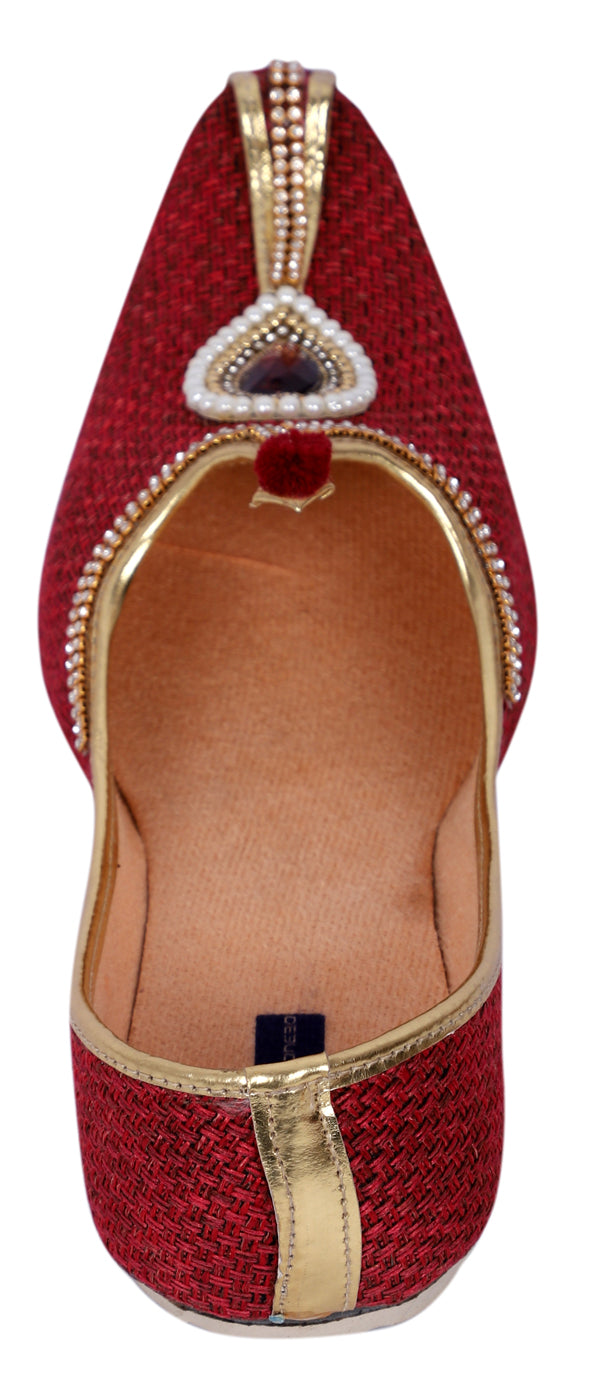 DEEUCO Men's Traditional Maroon Jute Wedding and Sherwani Jutti,Mojari