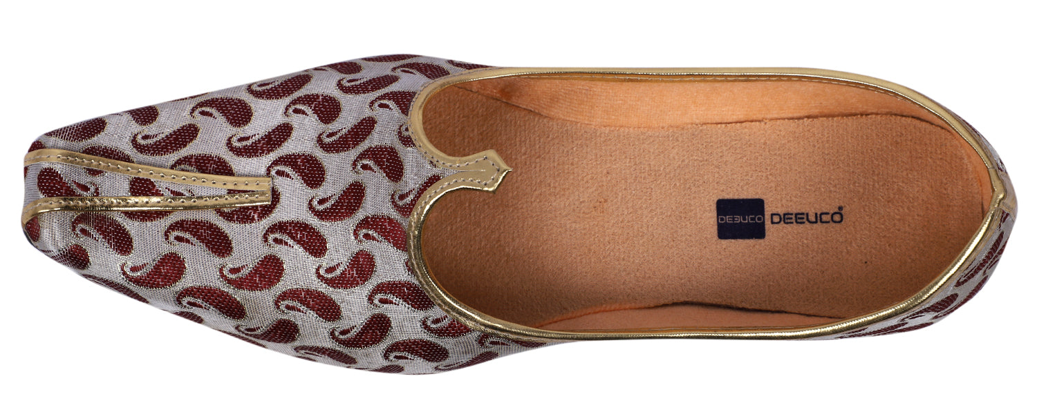 DEEUCO Men's Traditional Maroon Wedding and Sherwani Mojari, Jutti