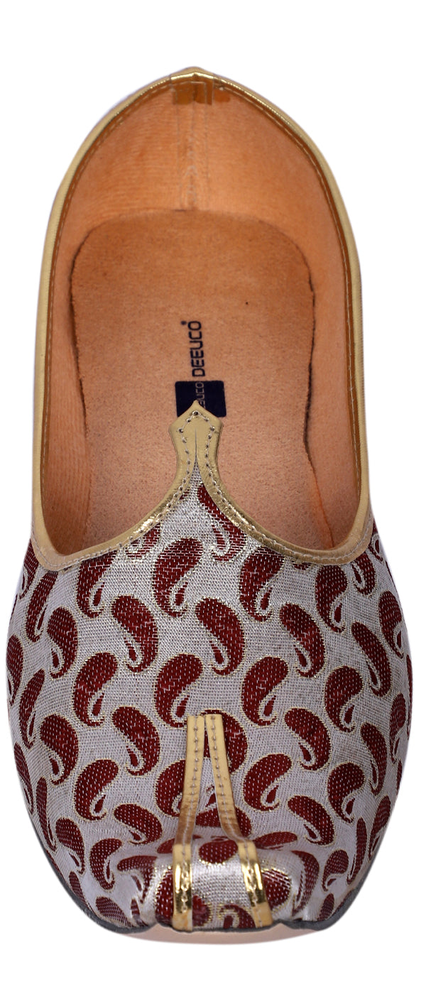 DEEUCO Men's Traditional Maroon Wedding and Sherwani Mojari, Jutti