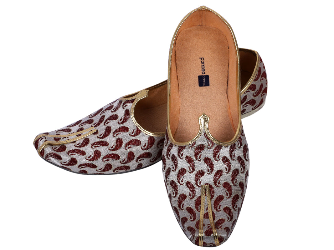 DEEUCO Men's Traditional Maroon Wedding and Sherwani Mojari, Jutti