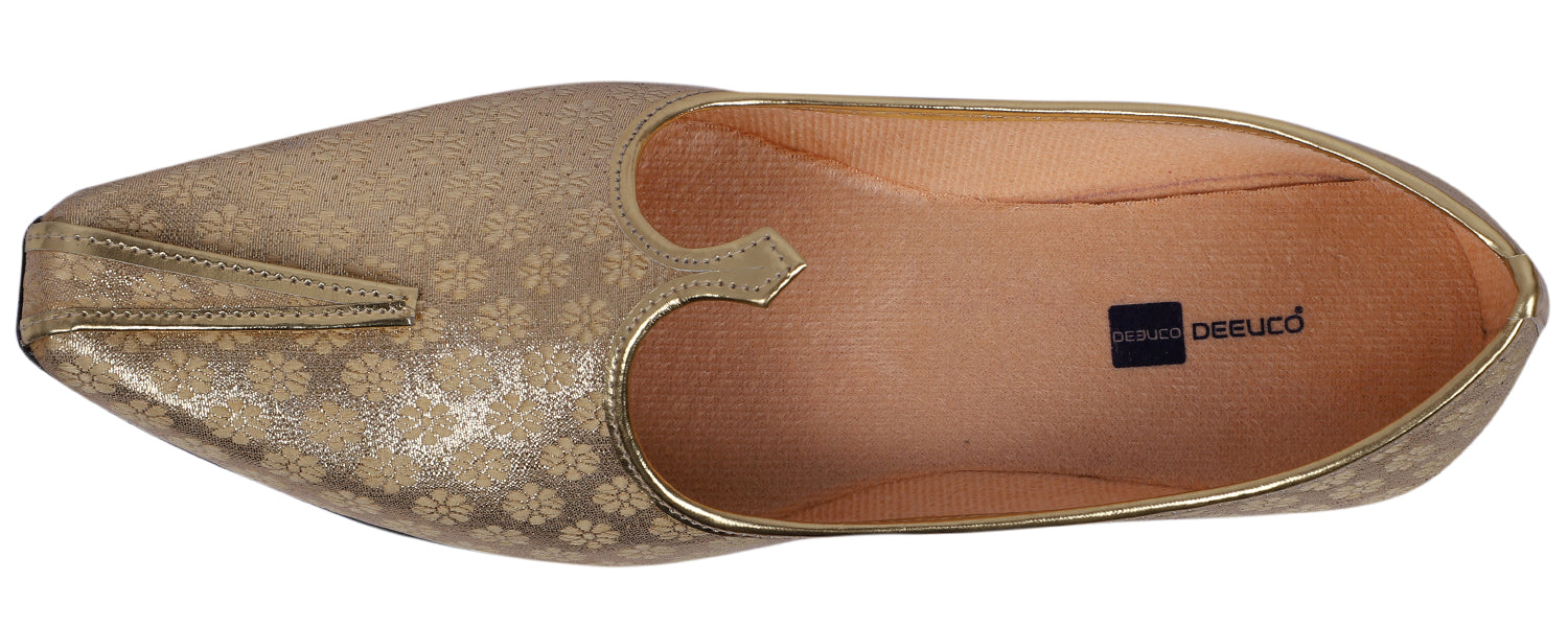 DEEUCO Men's Traditional Golden Wedding, Party and Sherwani Jutti,Mojari