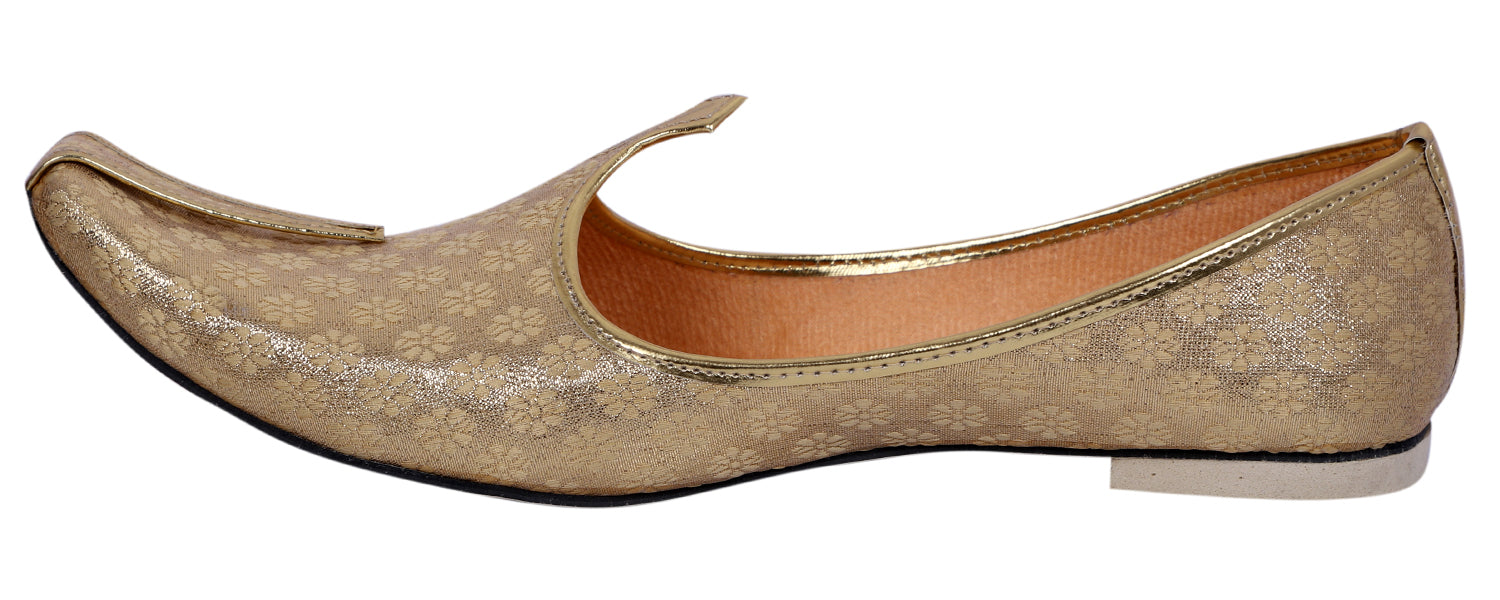 DEEUCO Men's Traditional Golden Wedding, Party and Sherwani Jutti,Mojari